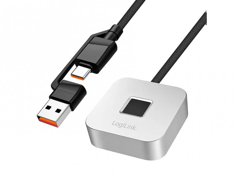 Imagine Cititor amprenta USB-C/USB-A MOH metalic Negru, Logilink AU0067