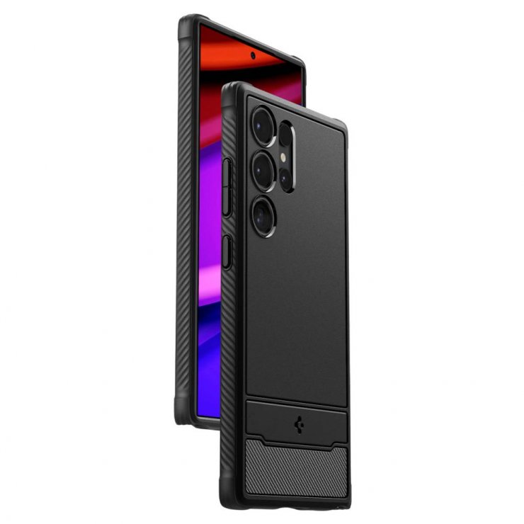 Imagine Husa pentru Samsung Galaxy S24 Ultra Matte Negru, Spigen Rugged Armor