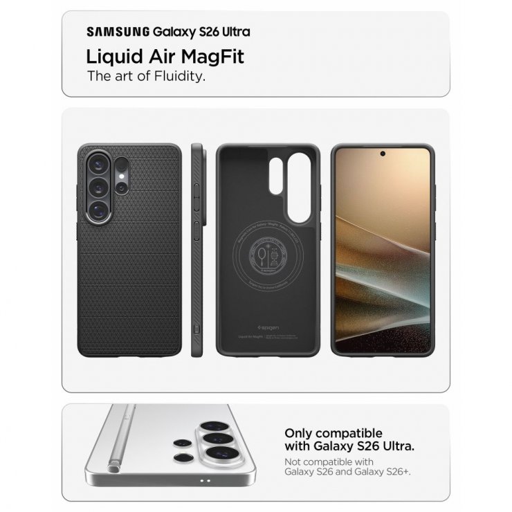 Imagine Husa pentru Samsung Galaxy S26 Ultra Matte Negru, Spigen Liquid Air