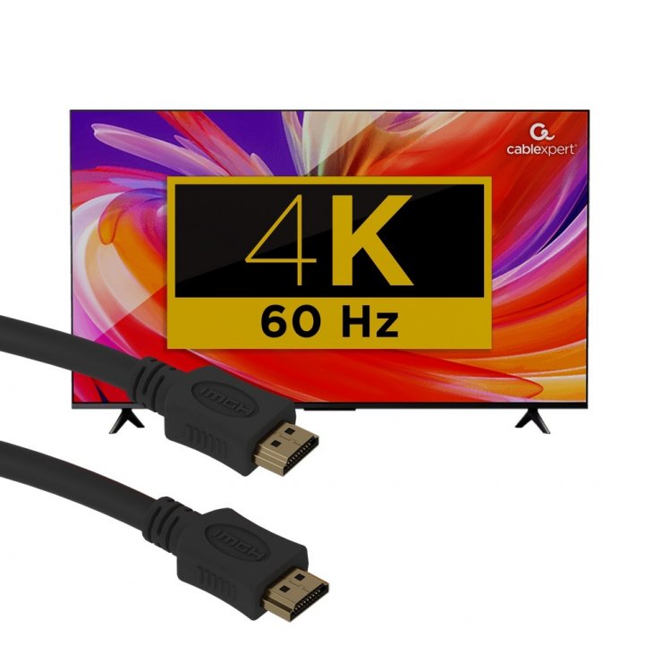 Imagine Cablu HDMI 4K60Hz T-T 0.5m Negru, Gembird CC-HDMI4L-0.5M