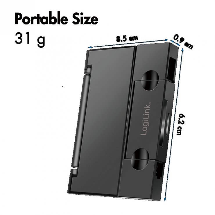Imagine Cititor carduri USB-A/USB-C la micro SD/SD cu spatiu depozitare carduri, Logilink CR0049