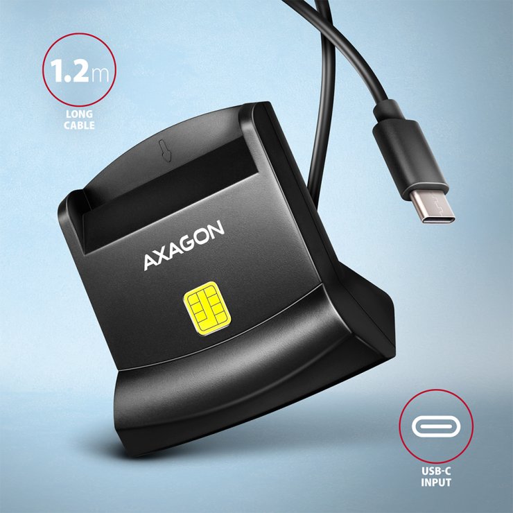 Imagine Cititor de carduri USB type C la Smart card/carte identitate, Axagon CRE-SM4NC