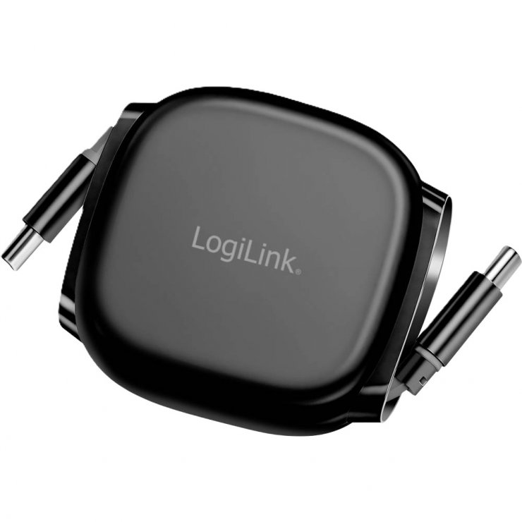 Imagine Cablu USB 2.0 type C T-T 1m retractabil Negru, Logilink CU0500