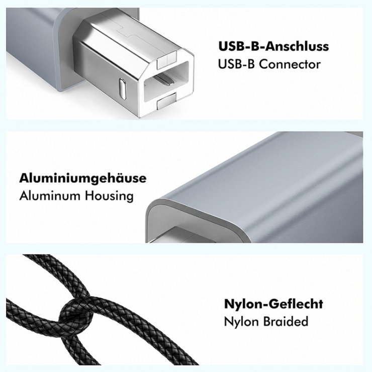 Imagine Cablu USB 2.0 type C la USB-B T-T 3m Negru, Logilink CU0516