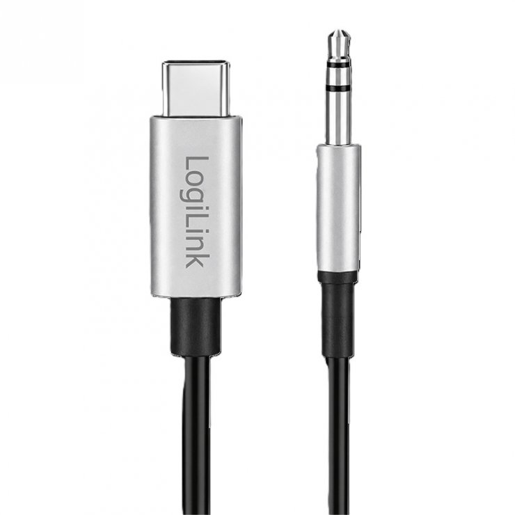 Imagine Cablu audio USB type C la jack stereo 3.5mm DAC 1m Negru, Logilink CUA0150