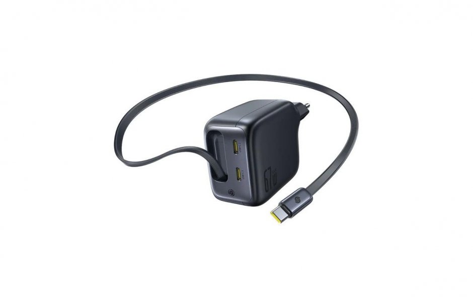 Imagine Incarcator priza 2 x USB-C + cablu USB Type C GaN 67W, Baseus E0121E00