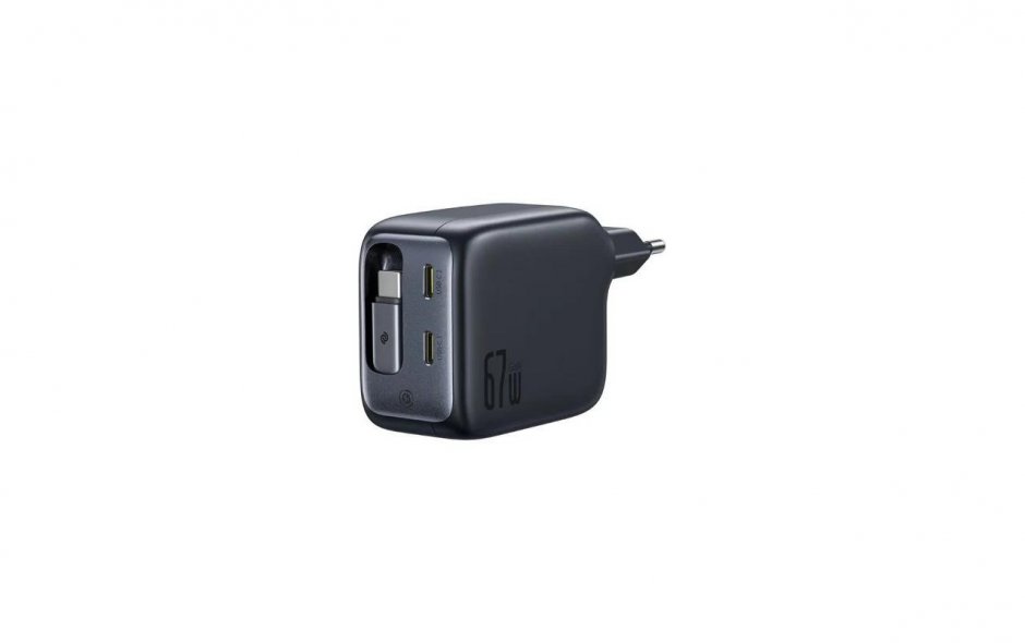 Imagine Incarcator priza 2 x USB-C + cablu USB Type C GaN 67W, Baseus E0121E00