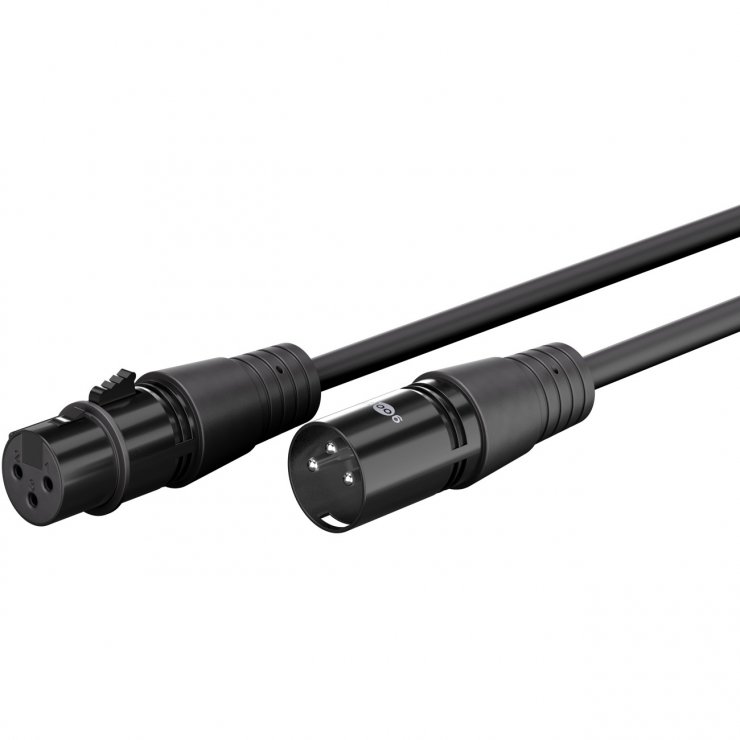 Imagine Cablu prelungitor audio XLR 3 pini T-M 15m Negru, Goobay G80359