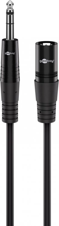 Imagine Cablu audio XLR 3 pini la jack stereo 6.35mm T-T 2m Negru, Goobay G80050