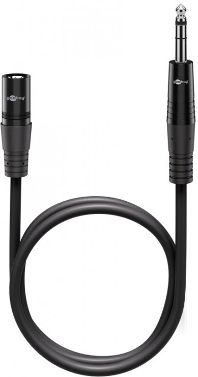 Imagine Cablu audio XLR 3 pini la jack stereo 6.35mm T-T 1m Negru, Goobay G80049