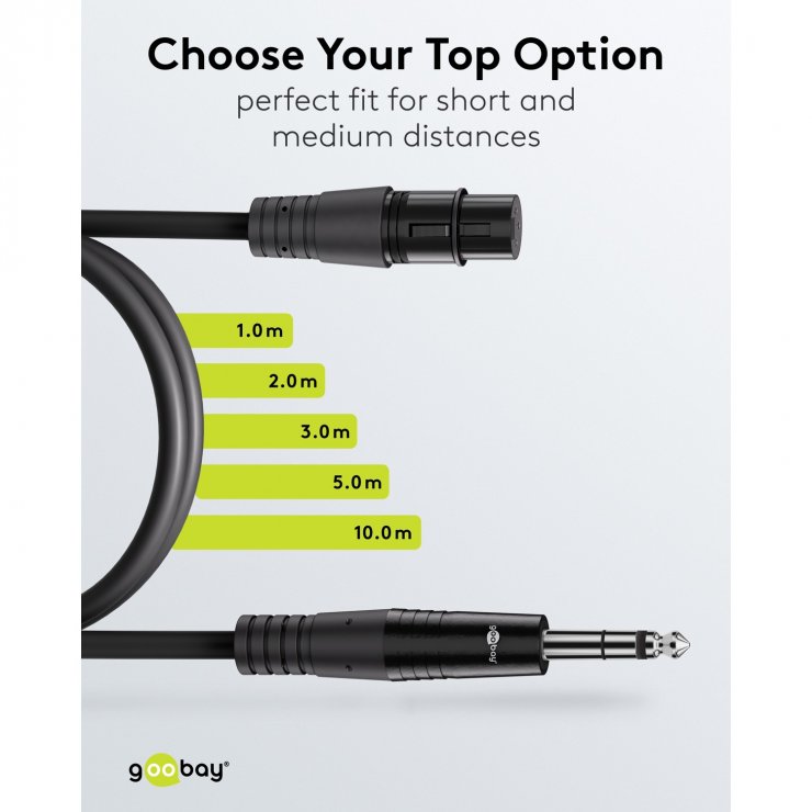 Imagine Cablu audio XLR 3 pini la jack mono 6.35mm M-T 3m, Goobay G80799
