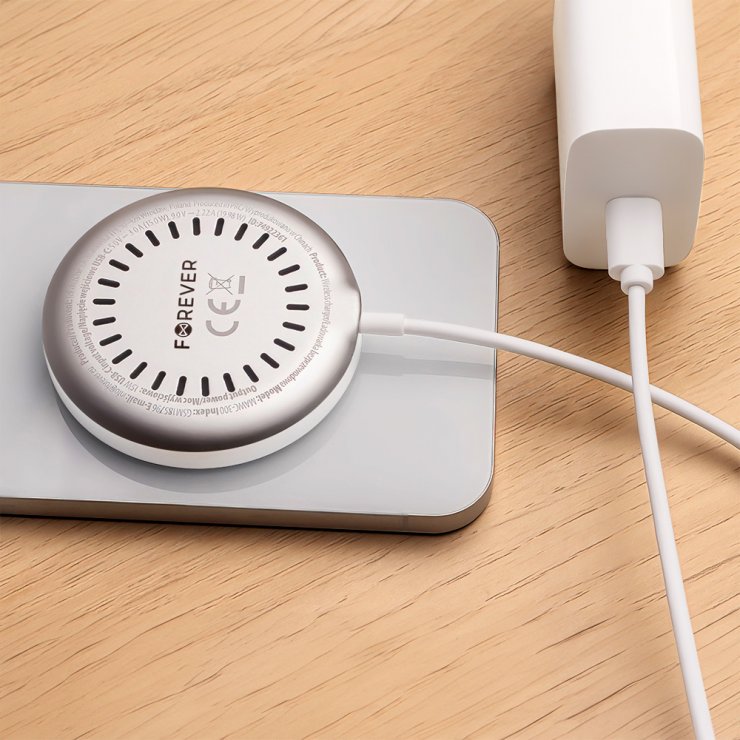 Imagine Incarcator magnetic wireless la USB type C Qi2 15W Alb, MAWC-300