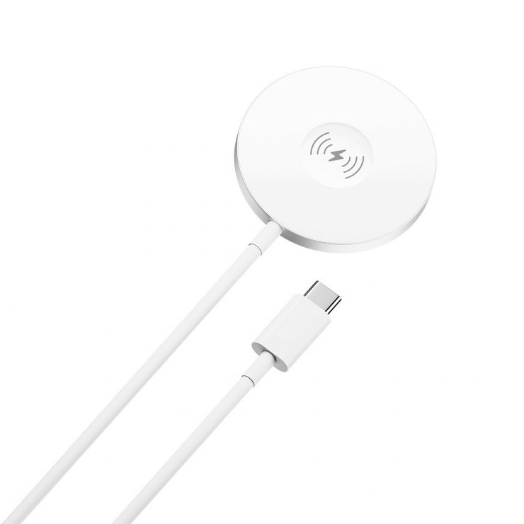 Imagine Incarcator magnetic wireless la USB type C 15W 1m Alb, MAWC-400