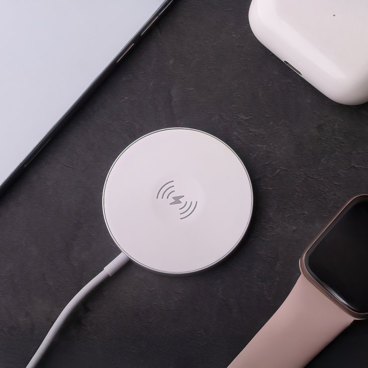 Imagine Incarcator magnetic wireless la USB type C 15W 1m Alb, MAWC-400