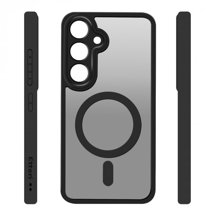 Imagine Husa pentru Samsung Galaxy S25 compatibil MagSafe PC/TPU Negru, Etteri Matt Mag