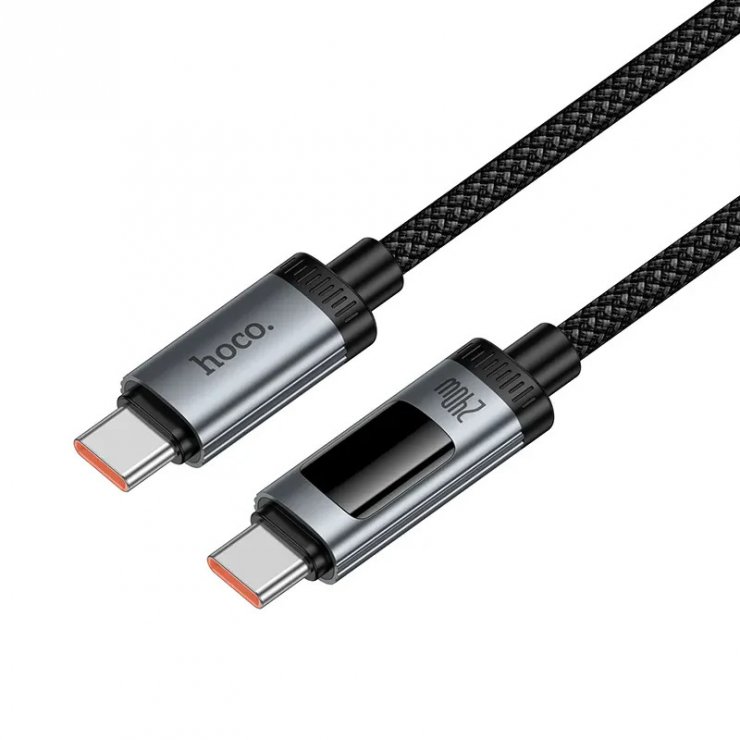 Imagine Cablu USB 2.0 type C la USB type C 240W cu display 1.2m Negru, Hoco U148