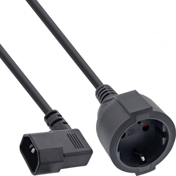 Imagine Cablu prelungitor pentru UPS C14 la Schuko unghi/drept 3m, InLine IL16759M