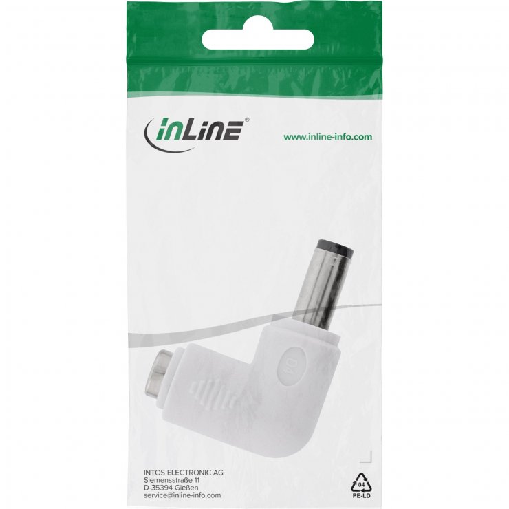 Imagine Adaptor alimentare DC 5.5x2.1mm T-M unghi Alb, InLine IL26899E