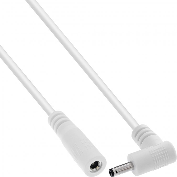 Imagine Cablu prelungitor alimentare DC 3.5x1.35mm M-T drept/unghi 0.2m Alb, InLine IL26906Q