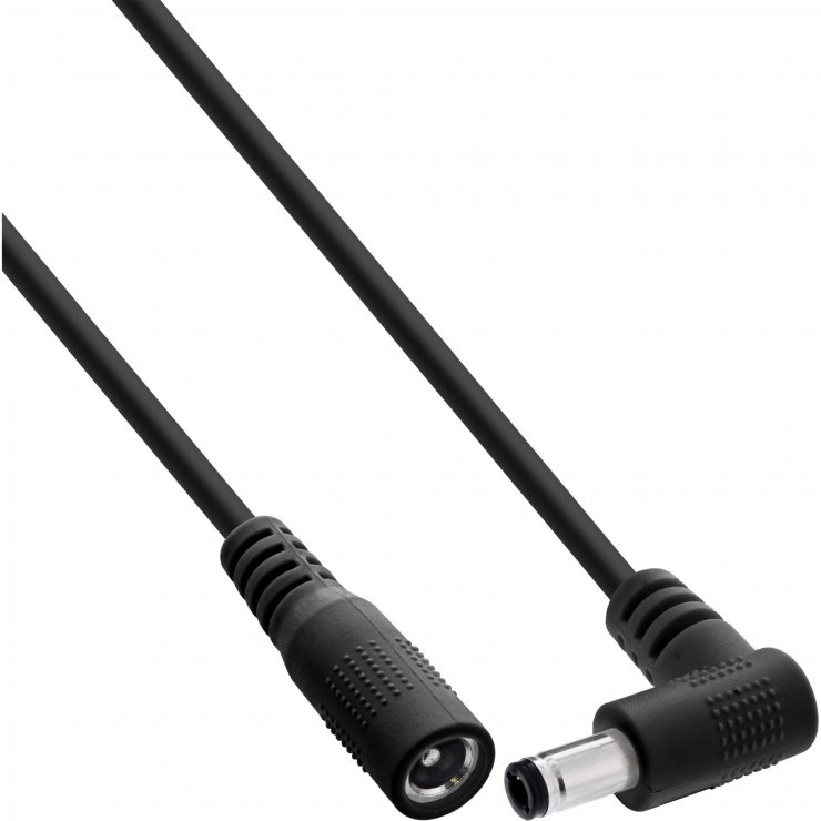 Imagine Cablu prelungitor alimentare DC 5.5x2.1mm M-T drept/unghi 0.5m Negru, InLine IL26955L