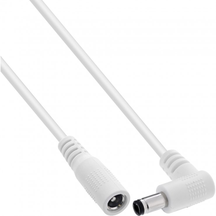 Imagine Cablu prelungitor alimentare DC 5.5x2.1mm M-T drept/unghi 0.5m Alb, InLine IL26955M
