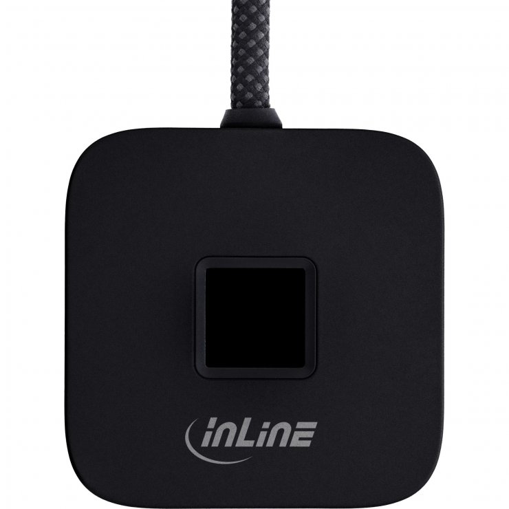 Imagine Cititor amprenta USB-A + HUB USB-A + USB type C 1.5m Negru, InLine IL41360S