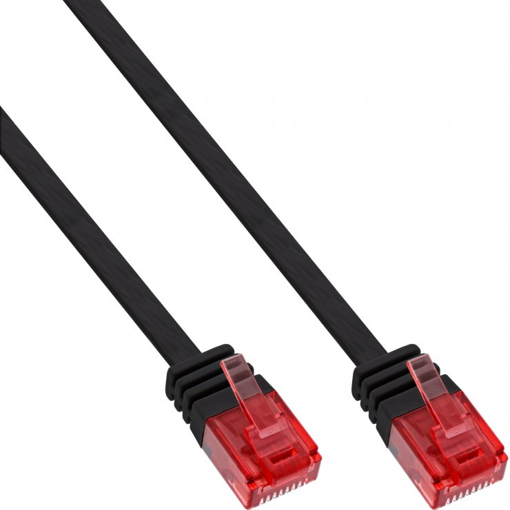 Imagine Cablu de retea RJ45 flat Cat.6 UTP 15m Negru, InLine IL71615S