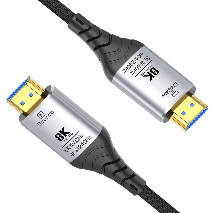 Imagine Cablu Ultra High Speed HDMI AOC 8K60Hz/4K240Hz brodat 15m Negru, kphdm21c15