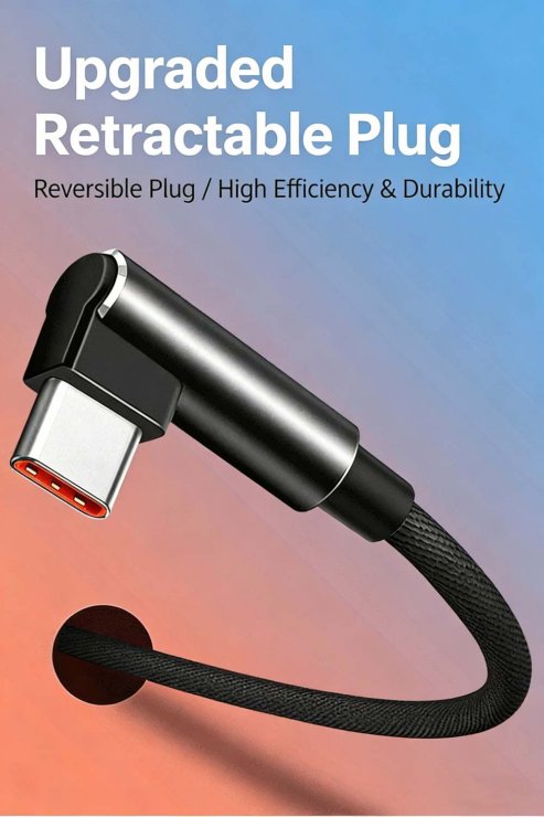 Imagine Cablu USB-A 2.0 la USB type C drept/unghi 90 grade 3A 0.5m, ku31czm05