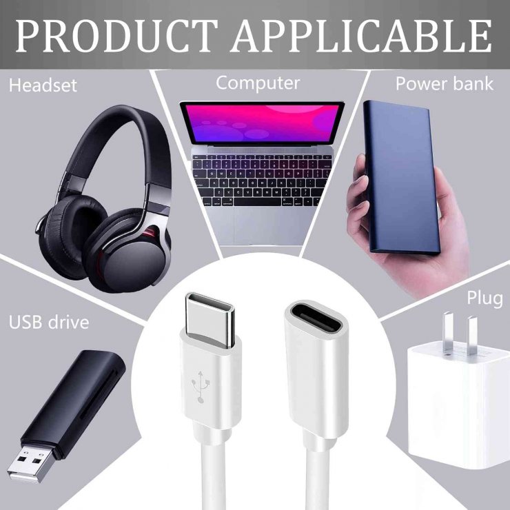 Imagine Cablu prelungitor USB 3.1 Gen 1 tip C T-M 2m Alb, ku31mf2w