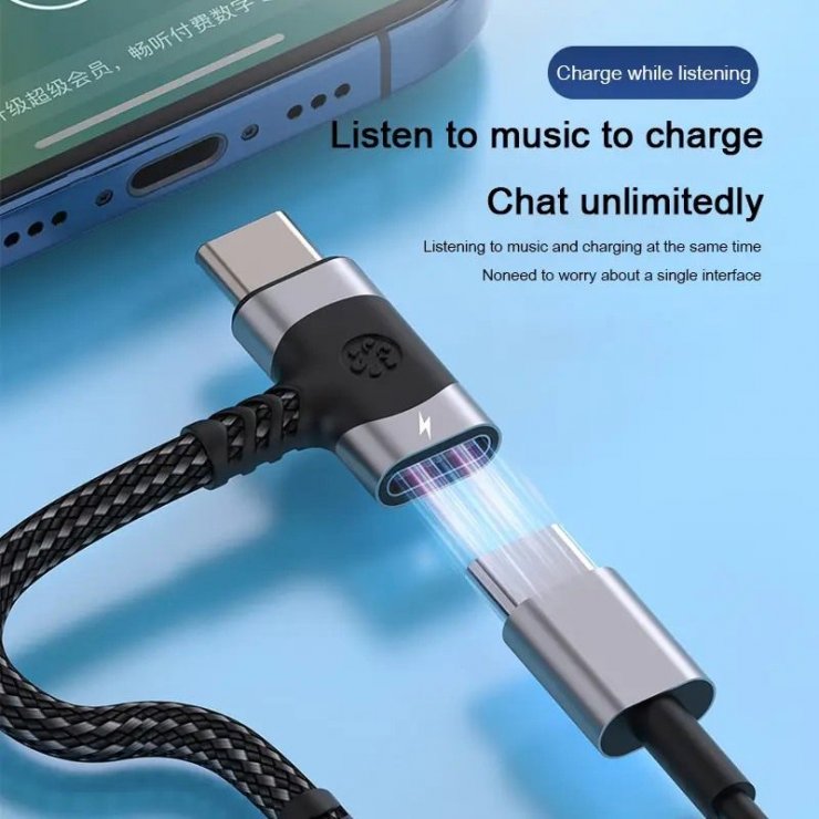 Imagine Adaptor audio USB type C la jack 3.5mm DAC T-M + alimentare USB-C brodat 12cm, ku31zvuk05