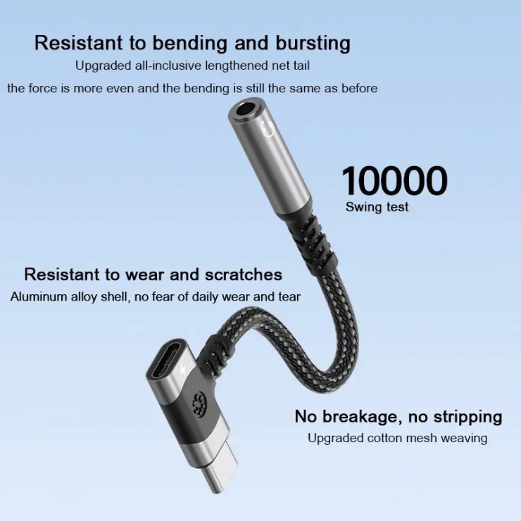Imagine Adaptor audio USB type C la jack 3.5mm DAC T-M + alimentare USB-C brodat 12cm, ku31zvuk05