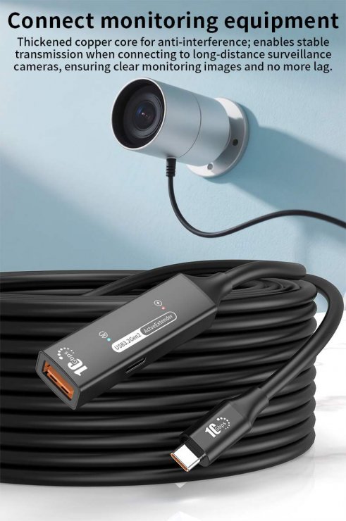 Imagine Cablu prelungitor USB-A la USB type C 10Gbps activ M-T 10m, ku3rep10bl