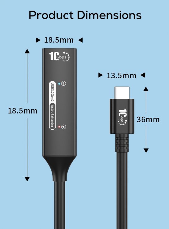 Imagine Cablu prelungitor USB-A la USB type C 10Gbps activ M-T 10m, ku3rep10bl