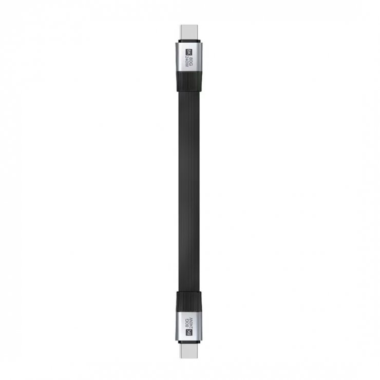 Imagine Cablu breloc USB4 type C flat 8K60Hz 240W T-T 0.13m Negru, ku4fa2