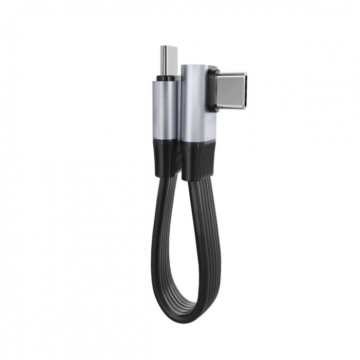 Imagine Cablu USB4 type C flat 8K60Hz 240W drept/unghi T-T 0.13m Negru, ku4fa4