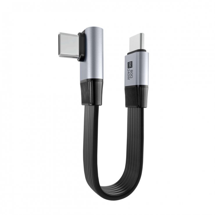 Imagine Cablu USB4 type C flat 8K60Hz 240W drept/unghi T-T 0.13m Negru, ku4fa4