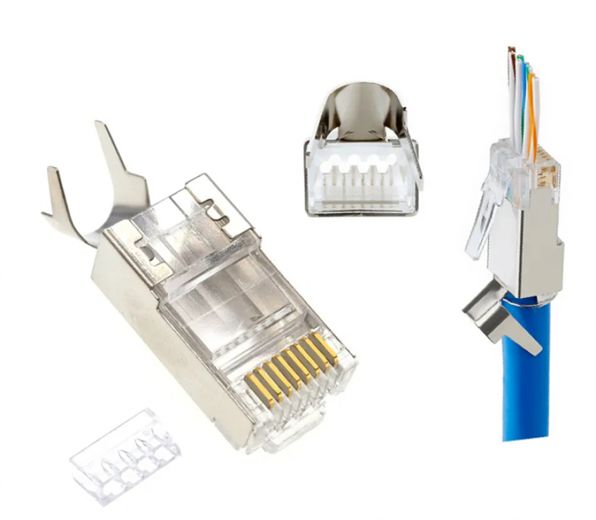 Imagine Set 50 buc conector RJ45 ecranat pass-through CAT7, Gembird LC-PTF7-01/50