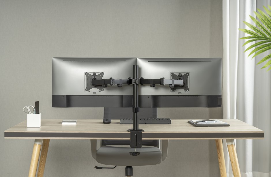 Imagine Suport 2 x monitor max 17-32" montare masa, Gembird MA-D2-01