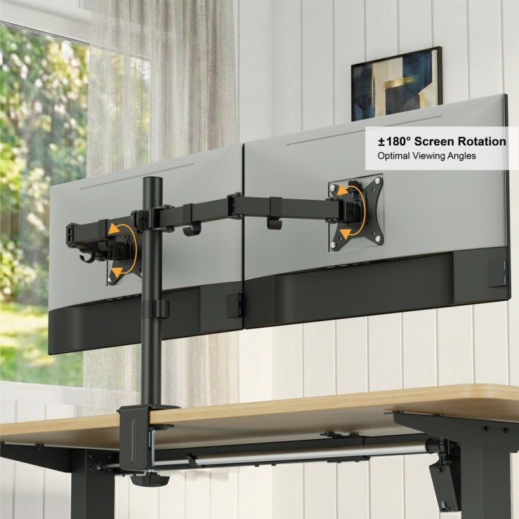 Imagine Suport 2 x monitor max 17-32" montare masa, Gembird MA-D2-01