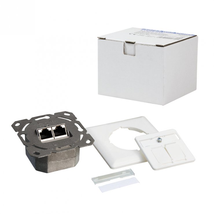 Imagine Priza RJ45 ingropata 2 porturi Cat.6 Alb, Logilink NP0125
