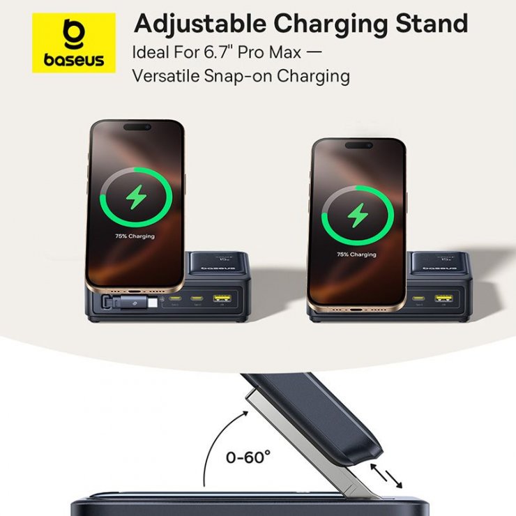 Imagine Incarcator priza USB-A + 2 x USB-C + incarcare wireless + cablu USB type C 140W Nomos, Baseus P10170902123-00