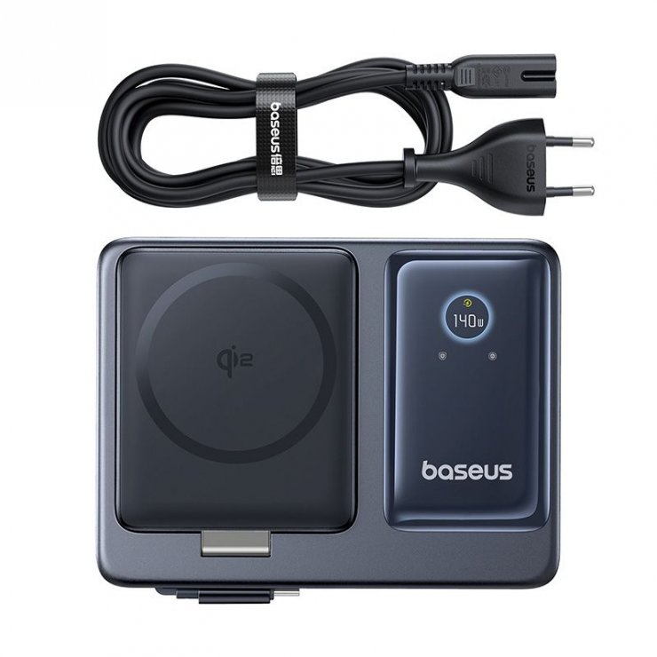 Imagine Incarcator priza USB-A + 2 x USB-C + incarcare wireless + cablu USB type C 140W Nomos, Baseus P10170902123-00