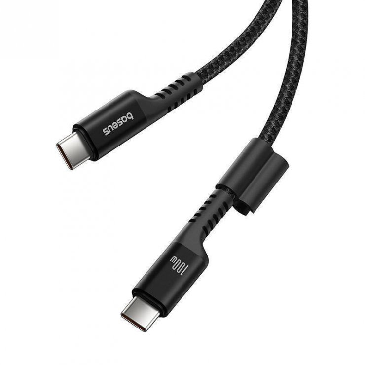 Imagine Cablu spiralat USB type C 2.0 100W Fish-eye T-T 1m Negru brodat, Baseus
