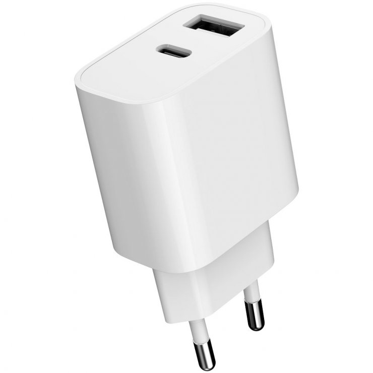 Imagine Incarcator priza 1 x USB-A + 1 x USB type C 2.4A Alb, Gembird TA-UC-2AC12-01