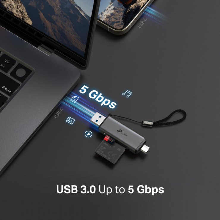 Imagine Cititor de carduri USB 3.0 type A+C la SD/microSD 3.0, TP-LINK UA430D