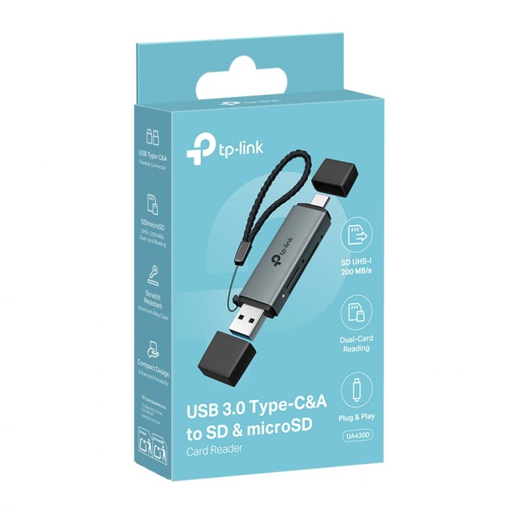 Imagine Cititor de carduri USB 3.0 type A+C la SD/microSD 3.0, TP-LINK UA430D