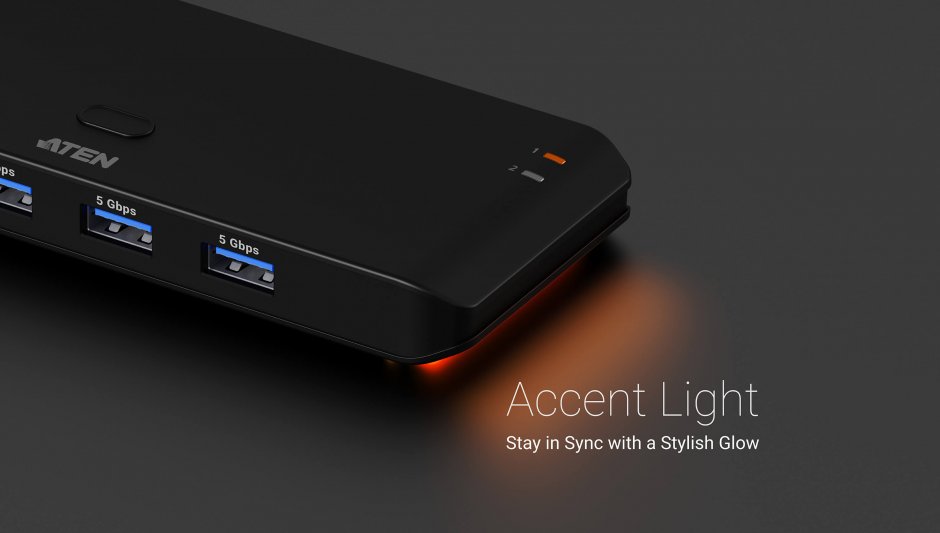 Imagine Sharing switch 2 x 4 USB 3.2 Gen1 cu alimentare USB-C, ATEN US4324