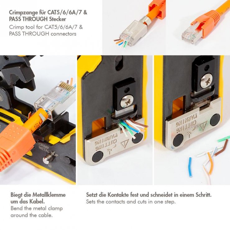 Imagine Cleste sertizat RJ45 conectori CAT5/6/6A/7 standard/pass through, Logilink WZ0060