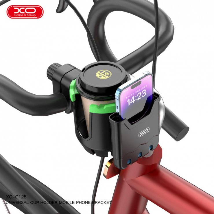 Imagine Suport telefon + cup holder pentru bicicleta Negru, XO C125